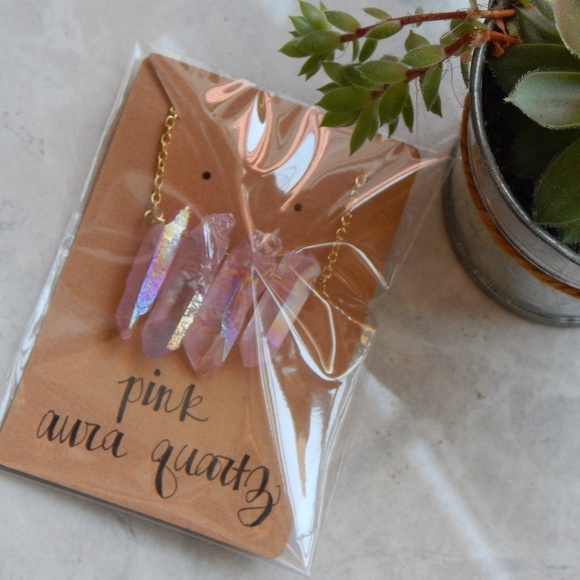 Jewelry - Handmade pink aura quartz necklace